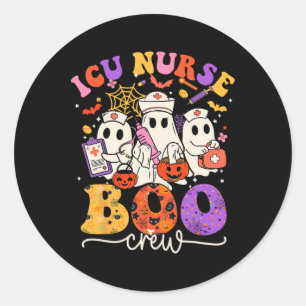 Boo Crew Costume Funny Nurse Ghost Halloween Classic Round Sticker