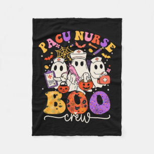 Boo Crew Costume Funny Nurse Ghost Halloween  Fleece Blanket