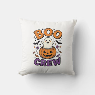 Boo Crew Cute Ghost Pumpkin Halloween Shirt Design Cushion