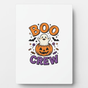 Boo Crew Cute Ghost Pumpkin Halloween Shirt Design Plaque