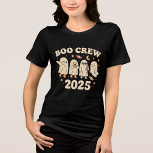 Boo Crew Cute Groovy Ghost Squad Halloween Tri-Blend Shirt