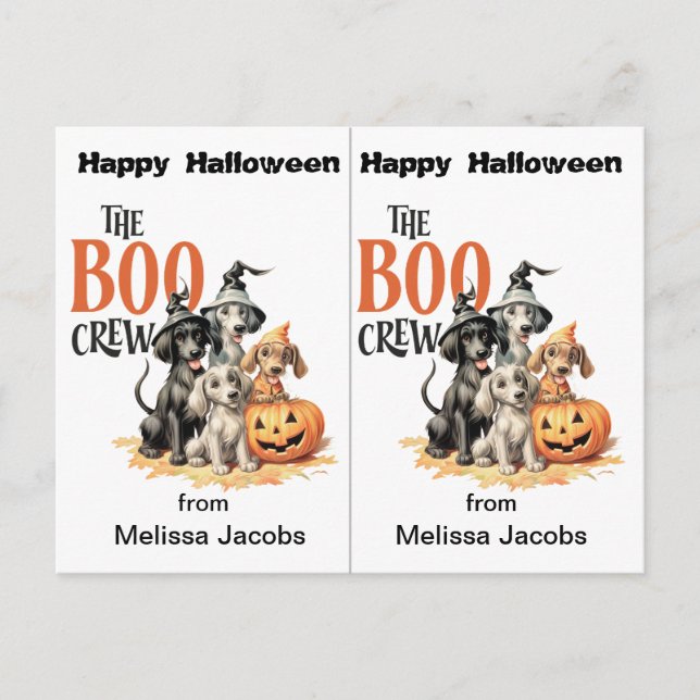 Boo Crew Dogs School Party Halloween Card (Front)