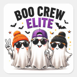 Boo Crew Elite Funny Ghost Friends Halloween Square Sticker