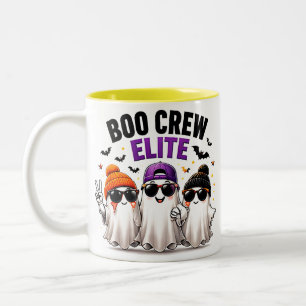 Boo Crew Elite Funny Ghost Friends Halloween Two-Tone Coffee Mug