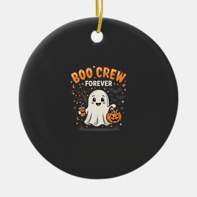 Boo Crew Forever Halloween Ghost Design_1 Ceramic Tree Decoration (Front)