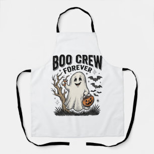 Boo Crew Forever Vintage Ghost Halloween Shirt Des Apron