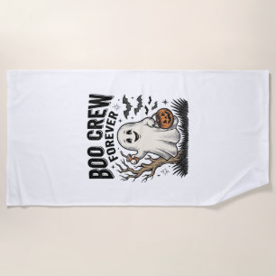 Boo Crew Forever Vintage Ghost Halloween Shirt Des Beach Towel