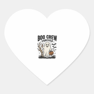 Boo Crew Forever Vintage Ghost Halloween Shirt Des Heart Sticker