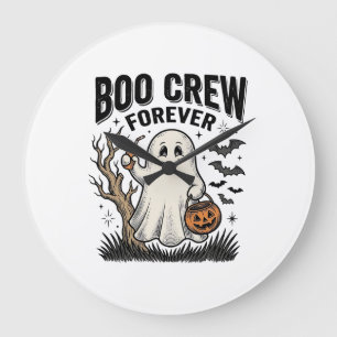 Boo Crew Forever Vintage Ghost Halloween Shirt Des Large Clock