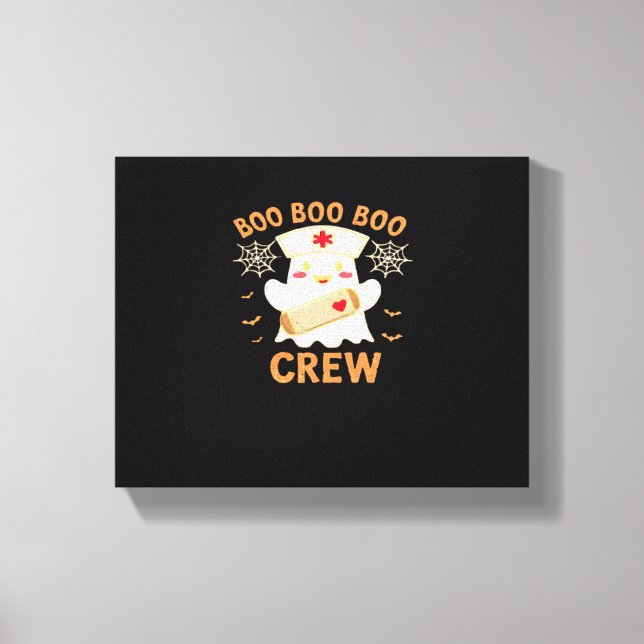 Boo Crew Funny Ghost Spooky Halloween Nurse T-Shir Canvas Print (Front)