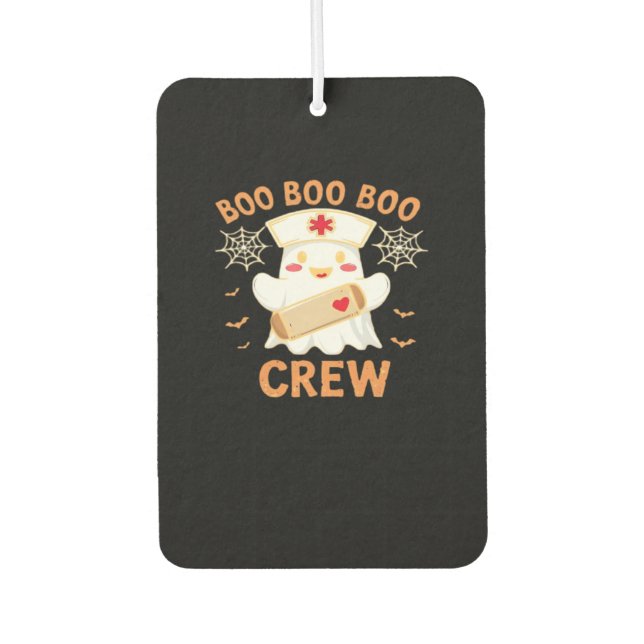 Boo Crew Funny Ghost Spooky Halloween Nurse T-Shir Car Air Freshener (Front)