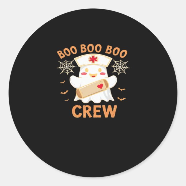 Boo Crew Funny Ghost Spooky Halloween Nurse T-Shir Classic Round Sticker (Front)