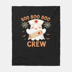 Boo Crew Funny Ghost Spooky Halloween Nurse T-Shir Fleece Blanket
