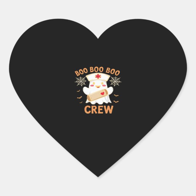 Boo Crew Funny Ghost Spooky Halloween Nurse T-Shir Heart Sticker (Front)
