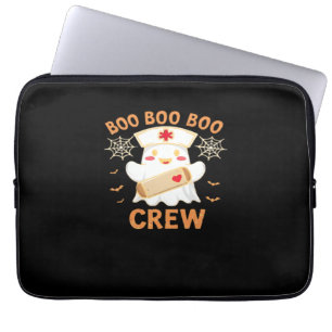 Boo Crew Funny Ghost Spooky Halloween Nurse T-Shir Laptop Sleeve