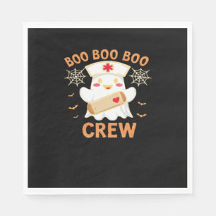 Boo Crew Funny Ghost Spooky Halloween Nurse T-Shir Napkin