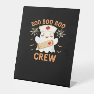 Boo Crew Funny Ghost Spooky Halloween Nurse T-Shir Pedestal Sign