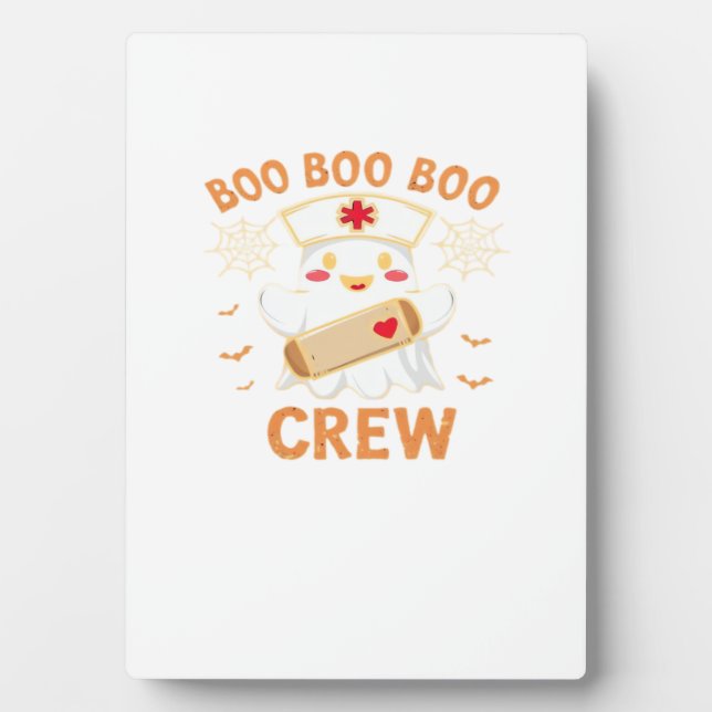 Boo Crew Funny Ghost Spooky Halloween Nurse T-Shir Plaque (Front)