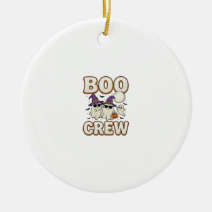 Boo Crew Ghost Halloween Vintage Vector Design_1 Ceramic Tree Decoration