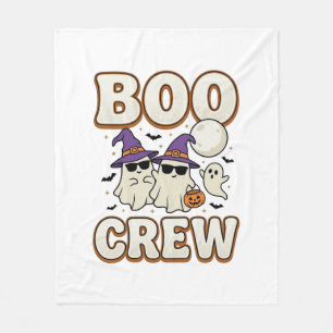 Boo Crew Ghost Halloween Vintage Vector Design_1 Fleece Blanket