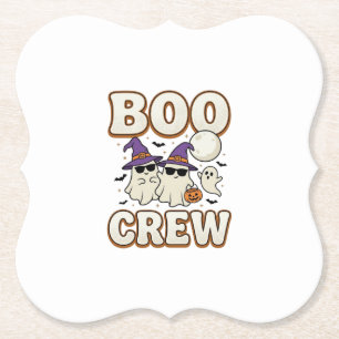 Boo Crew Ghost Halloween Vintage Vector Design_1 Paper Coaster