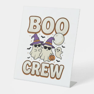 Boo Crew Ghost Halloween Vintage Vector Design_1 Pedestal Sign