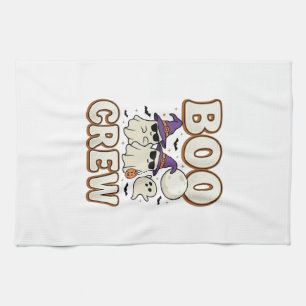 Boo Crew Ghost Halloween Vintage Vector Design_1 Tea Towel