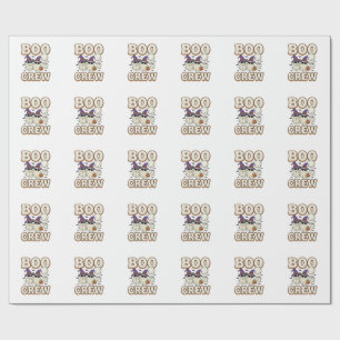 Boo Crew Ghost Halloween Vintage Vector Design_1 Wrapping Paper