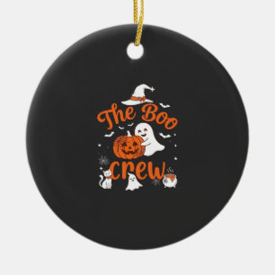 Boo Crew Ghost Pumpkin White Cat Witch Hat Ceramic Tree Decoration
