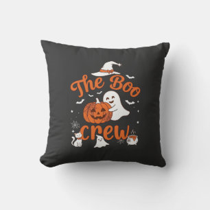 Boo Crew Ghost Pumpkin White Cat Witch Hat Cushion