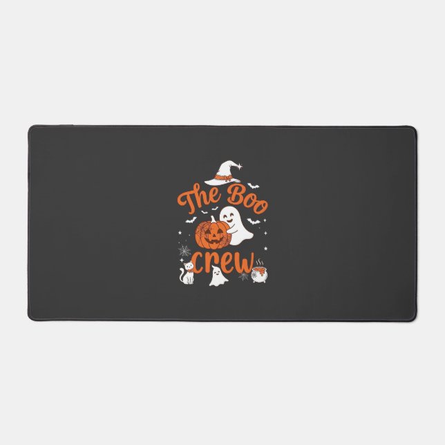 Boo Crew Ghost Pumpkin White Cat Witch Hat Desk Mat (Front)