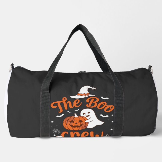 Boo Crew Ghost Pumpkin White Cat Witch Hat Duffle Bag (Front)