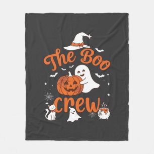 Boo Crew Ghost Pumpkin White Cat Witch Hat Fleece Blanket