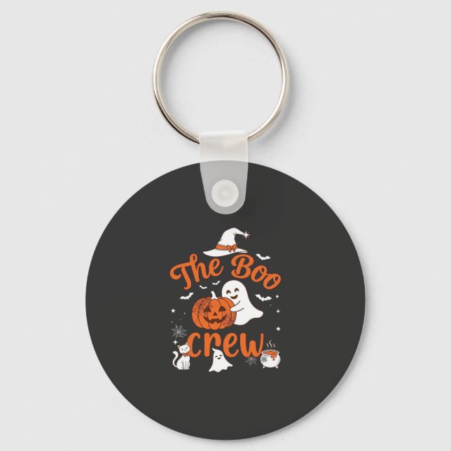 Boo Crew Ghost Pumpkin White Cat Witch Hat Key Ring (Front)