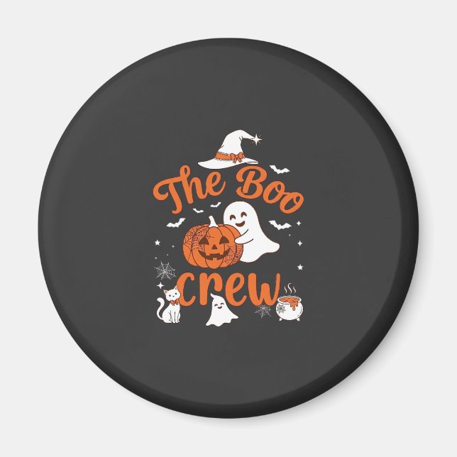 Boo Crew Ghost Pumpkin White Cat Witch Hat Magnet (Front)