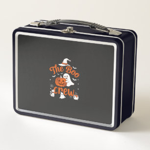 Boo Crew Ghost Pumpkin White Cat Witch Hat Metal Lunch Box