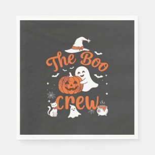 Boo Crew Ghost Pumpkin White Cat Witch Hat Napkin