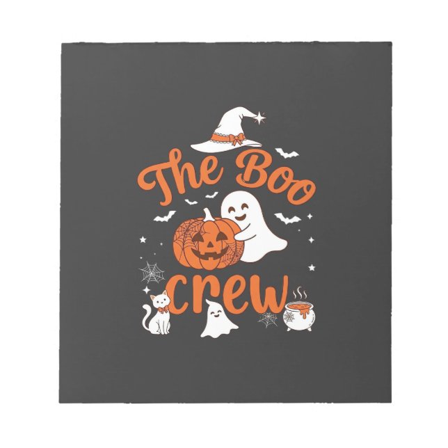Boo Crew Ghost Pumpkin White Cat Witch Hat Notepad (Front)