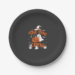 Boo Crew Ghost Pumpkin White Cat Witch Hat Paper Plate