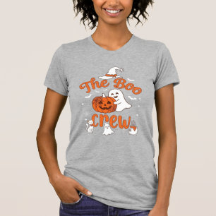 Boo Crew Ghost Pumpkin White Cat Witch Hat T-Shirt