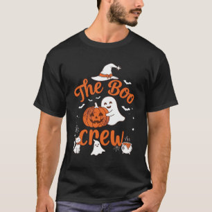 Boo Crew Ghost Pumpkin White Cat Witch Hat T-Shirt