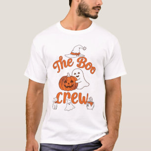 Boo Crew Ghost Pumpkin White Cat Witch Hat T-Shirt