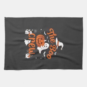 Boo Crew Ghost Pumpkin White Cat Witch Hat Tea Towel