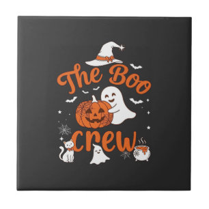 Boo Crew Ghost Pumpkin White Cat Witch Hat Tile