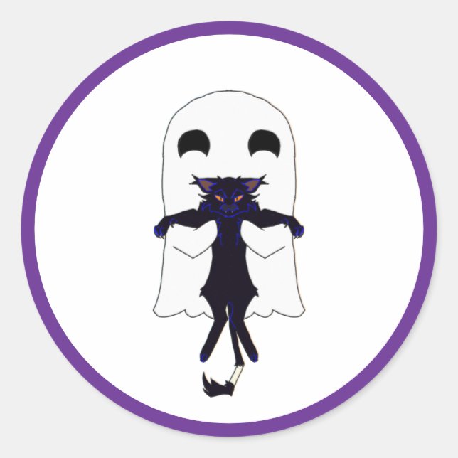 Boo Crew Ghost & Scraggly Black Cat Sticker Sheet  (Front)