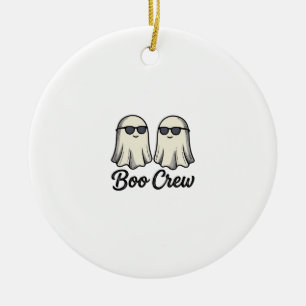 Boo Crew Ghosts Vintage Halloween Shirt Design_1 Ceramic Tree Decoration