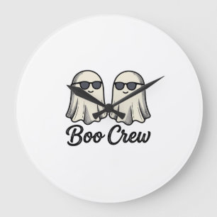 Boo Crew Ghosts Vintage Halloween Shirt Design_1 Large Clock