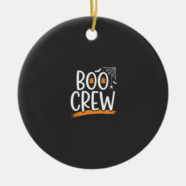 Boo Crew Halloween Ghost Design_1 Ceramic Tree Decoration (Front)
