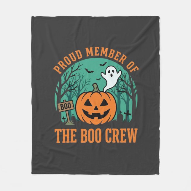 Boo Crew Halloween Ghost Pumpkin Design_1 Fleece Blanket (Front)