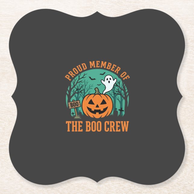 Boo Crew Halloween Ghost Pumpkin Design_1 Paper Coaster (Front)